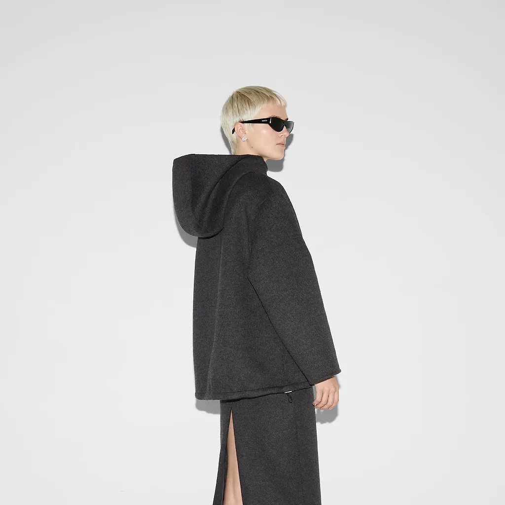 Embroidered Wool And Silk Hooded Jacket