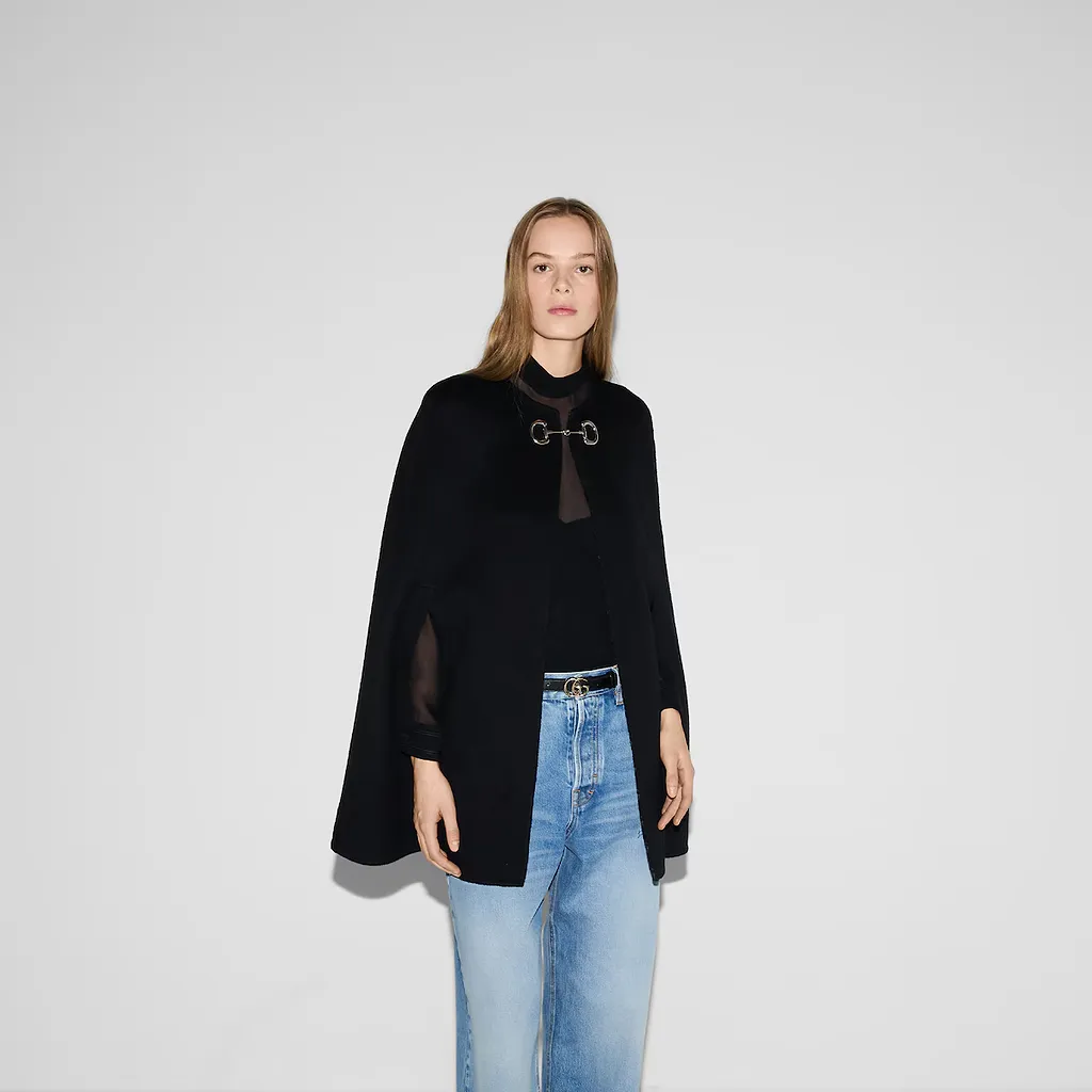 Wool And Silk Horsebit Cape