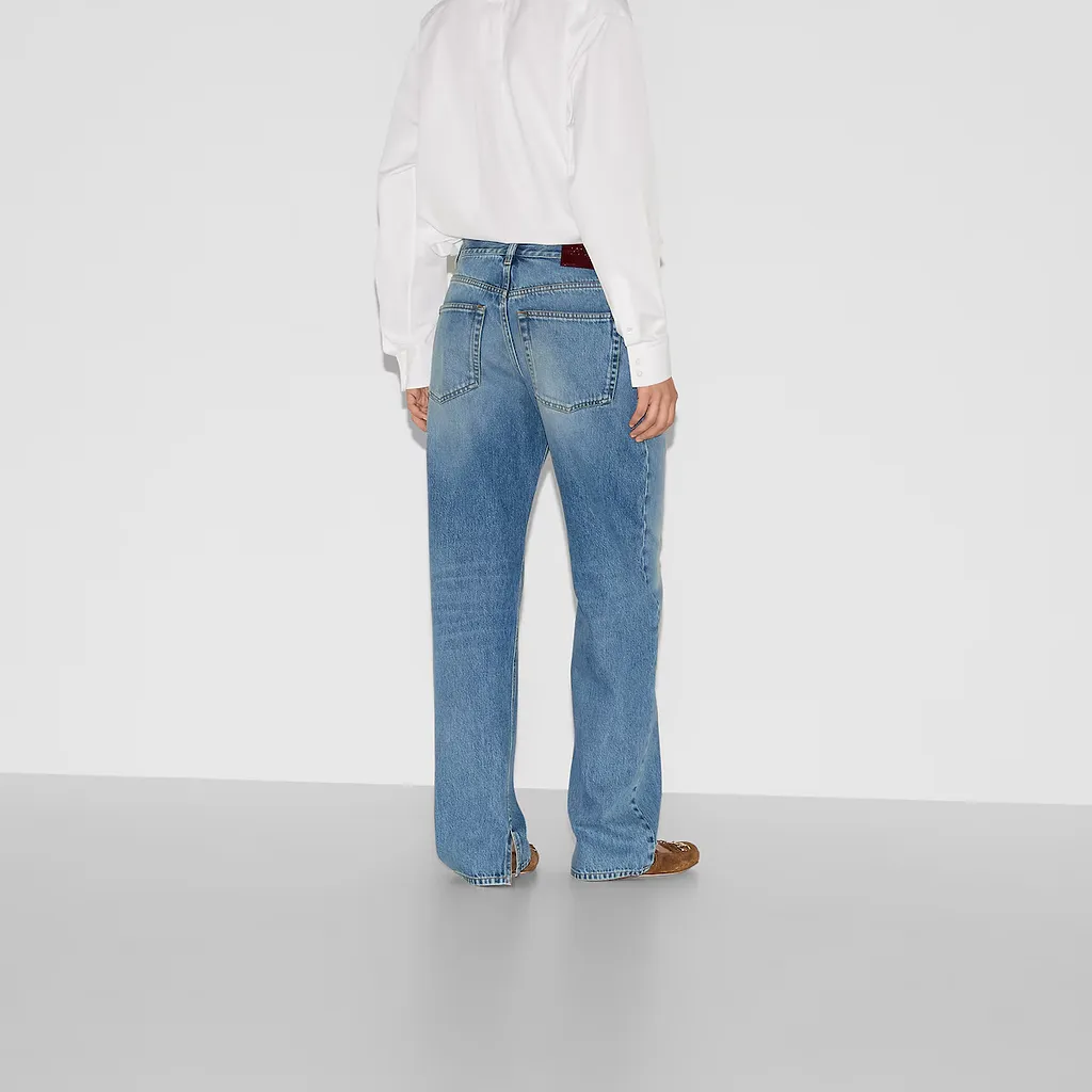 Denim Pant With Gucci Label