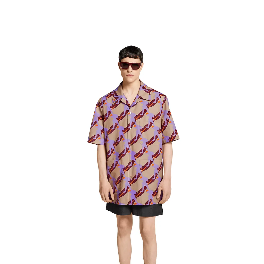 Printed Light Cotton Poplin Shirt