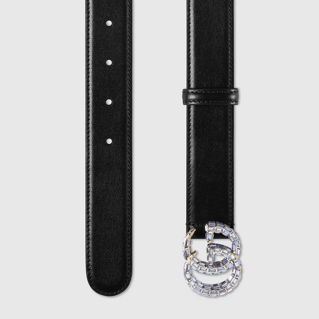 Gg Marmont Thin Belt With Crystals