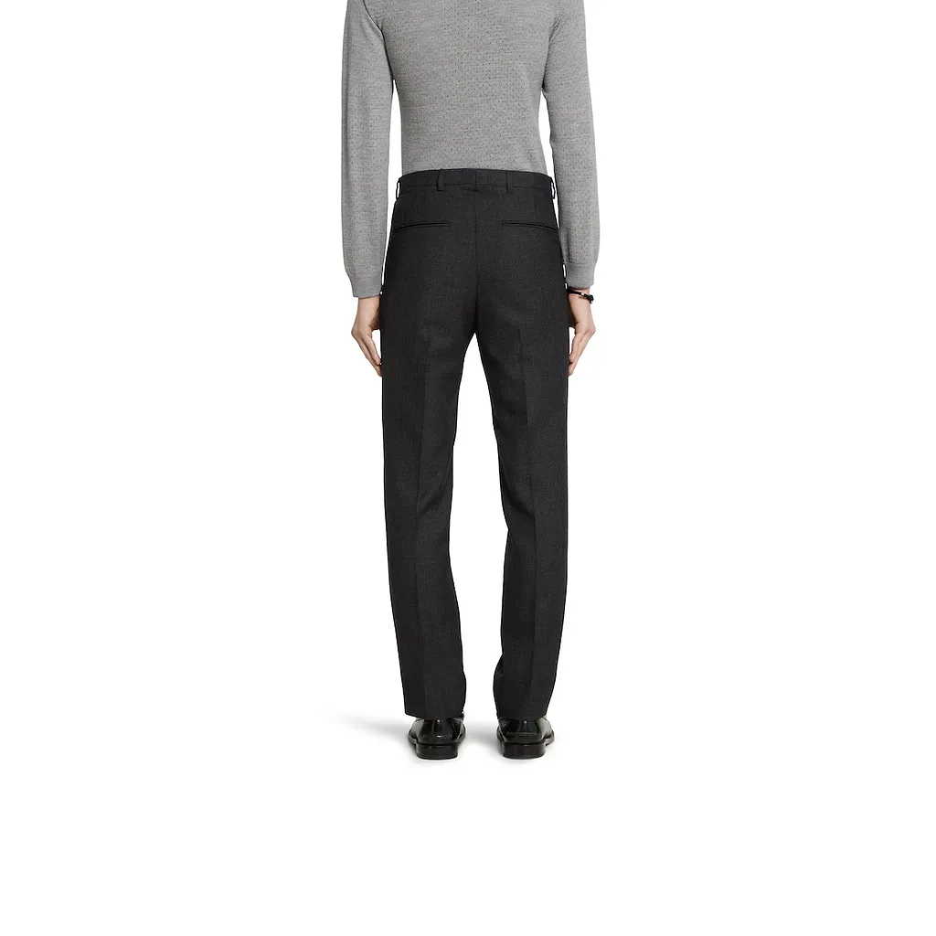 Houndstooth Wool Pant With Embroidery