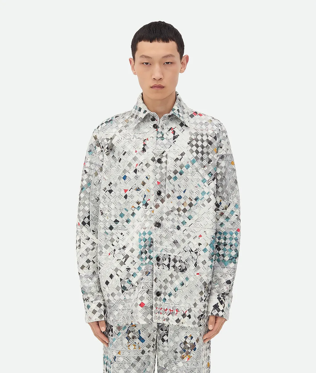 Printed Intrecciato Leather Shirt