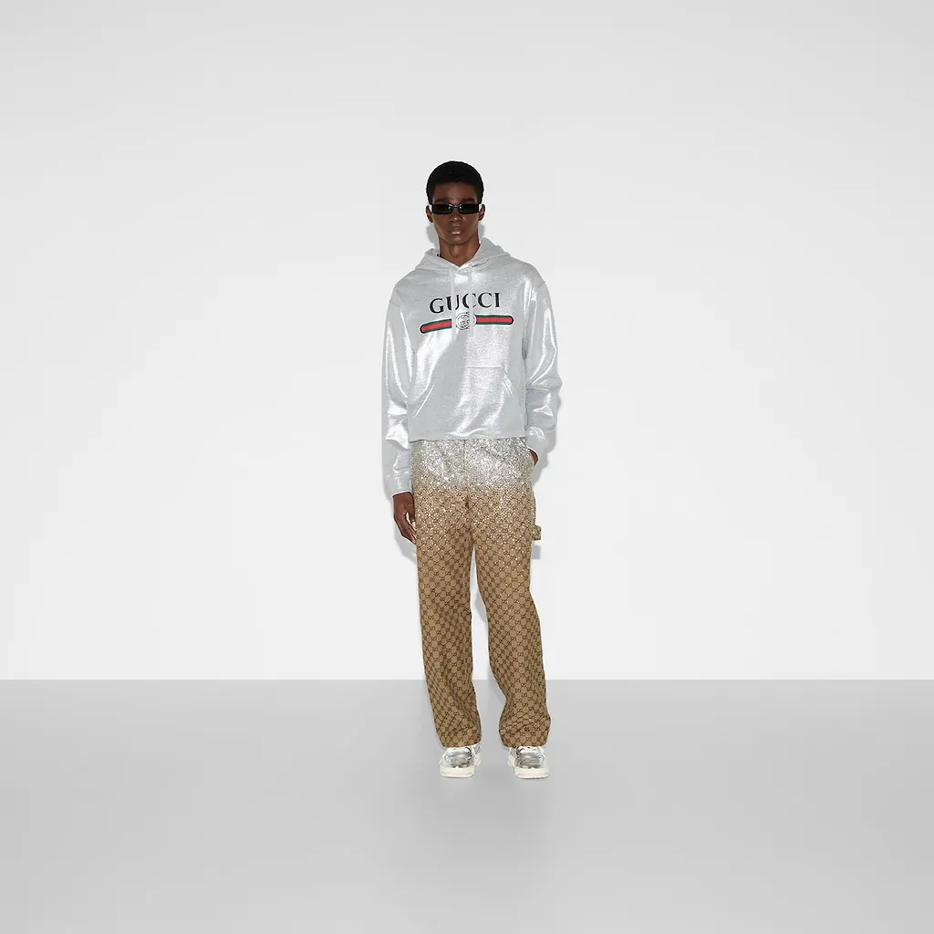 Printed Cotton Jersey Hooded Sweatshirt