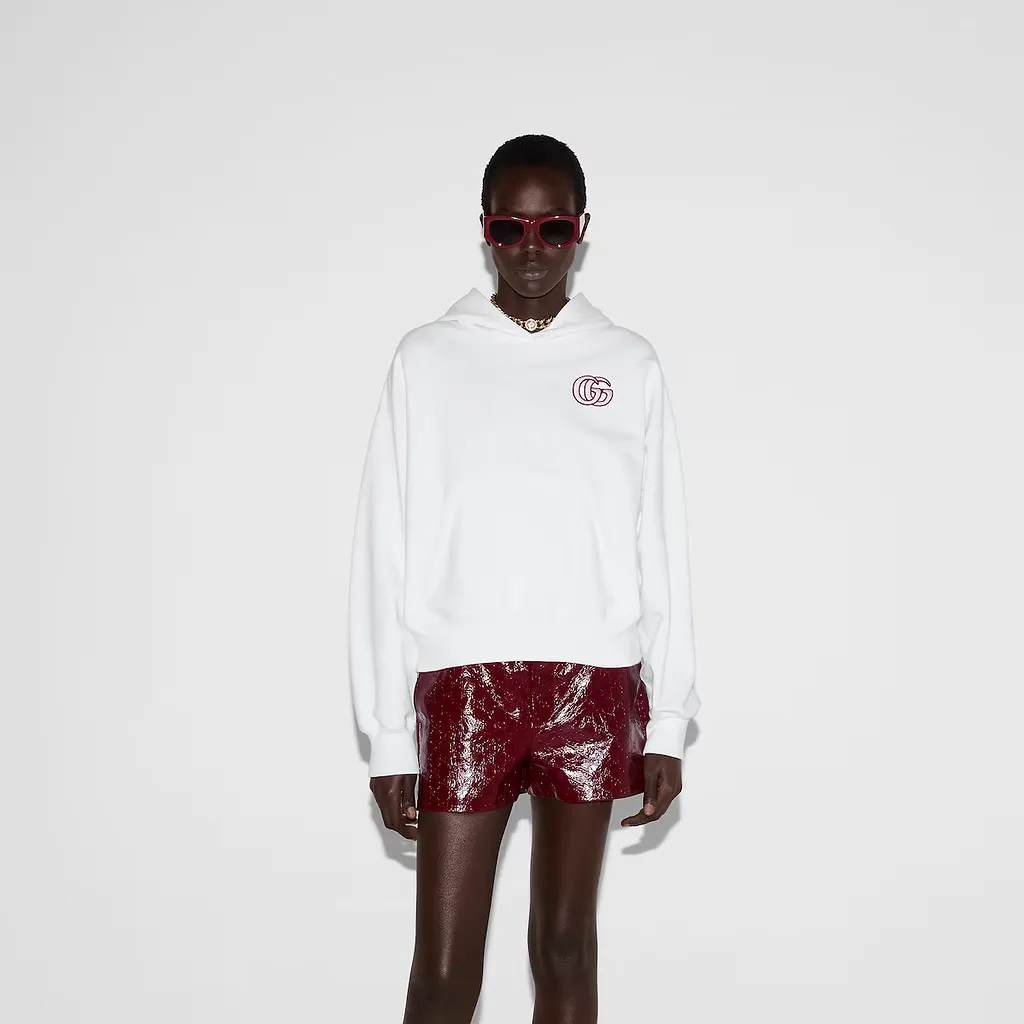 Embroidered Cotton Jersey Hooded Sweatshirt