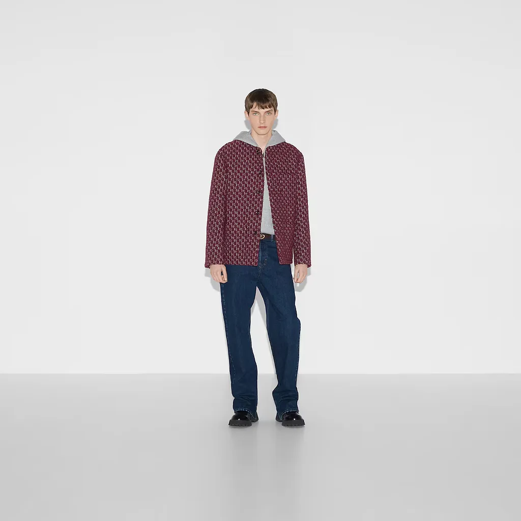 Bouclé Wool Jacquard Jacket With Gg Shadow