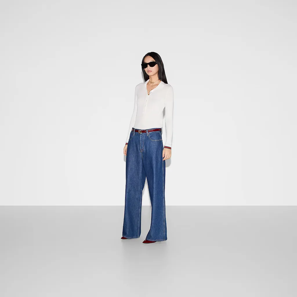 Cashmere And Silk Polo Top With Web