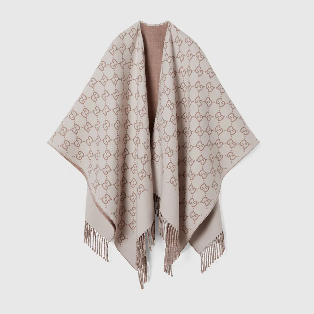 Gg Wool Jacquard Cape