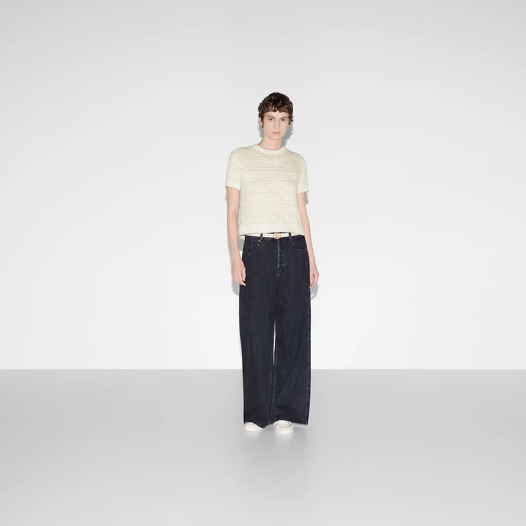 Wool And Lamé Check Jacquard Top