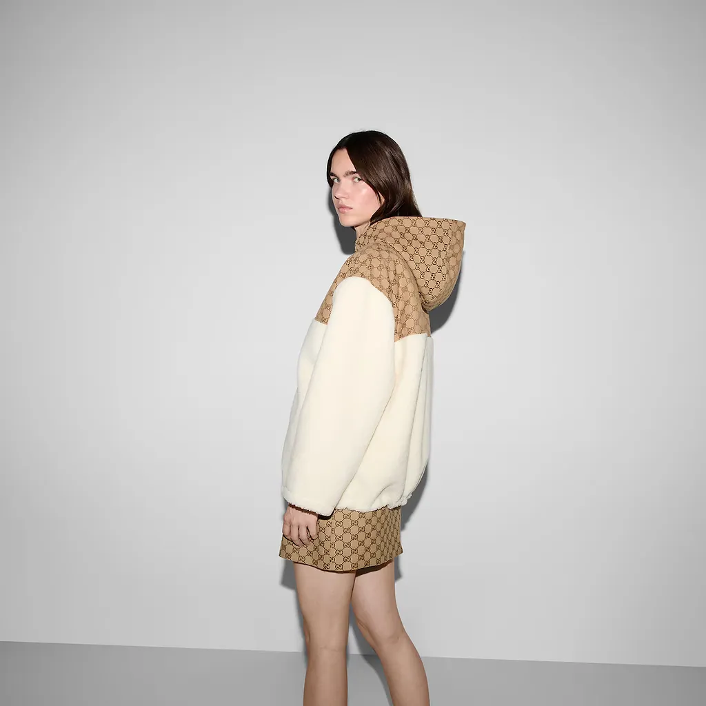 Gg Intarsia Wool Fleece Zip Jacket