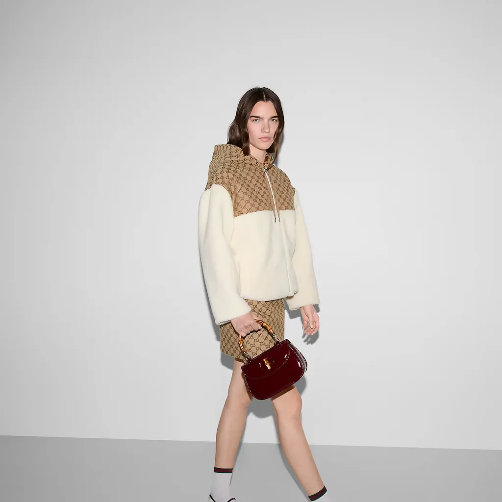 Gg Intarsia Wool Fleece Zip Jacket