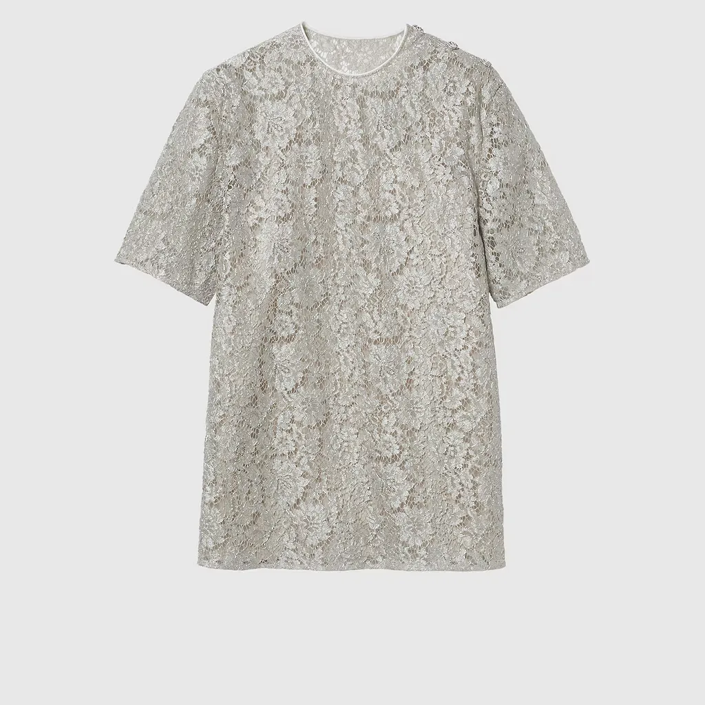 Floral Lace Lamé Top
