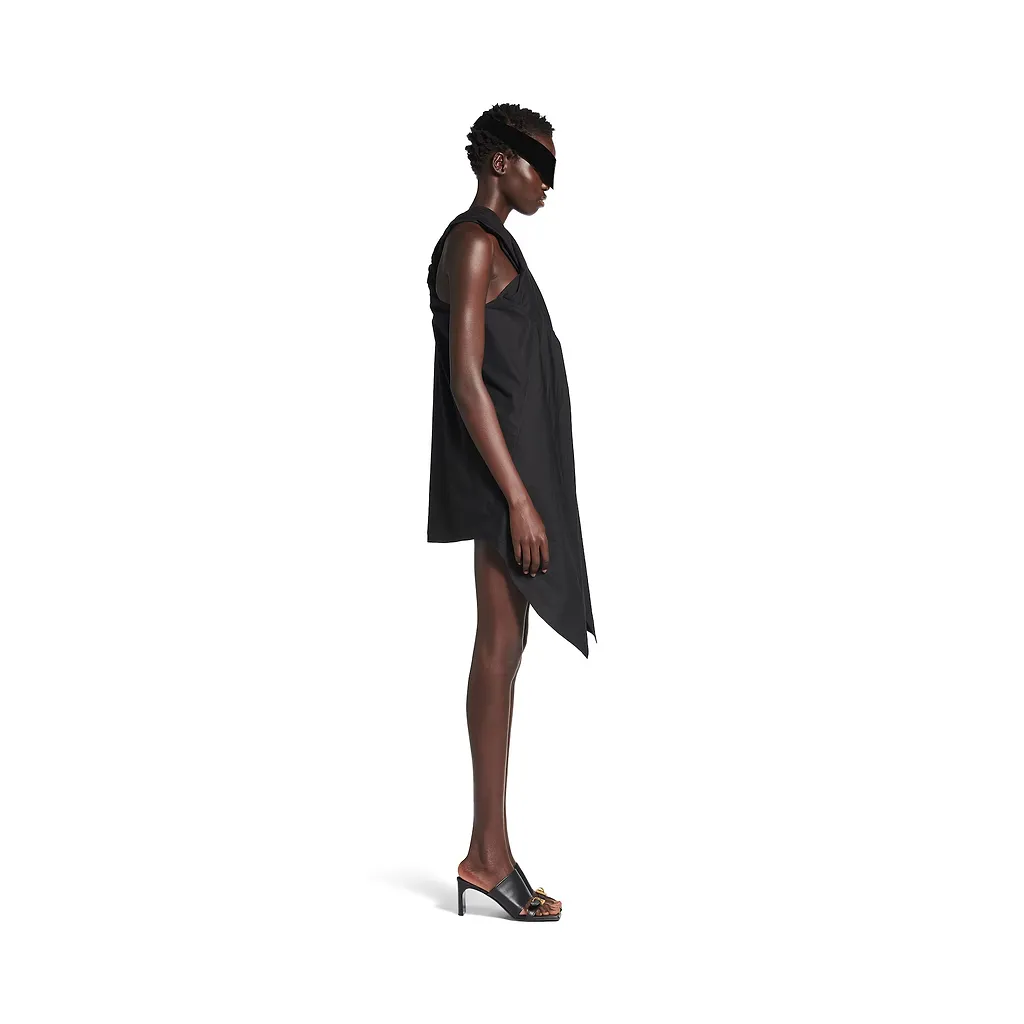 Twisted Sleeveless Shirt Dress