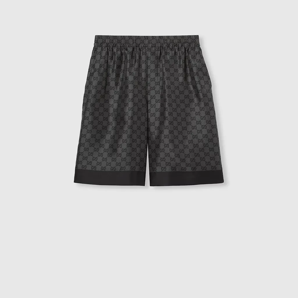 Printed Silk Twill Shorts