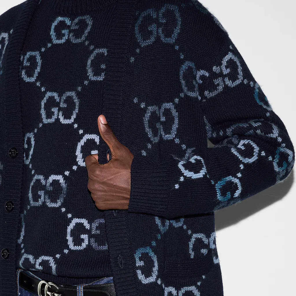 Wool Cardigan With Gg Intarsia