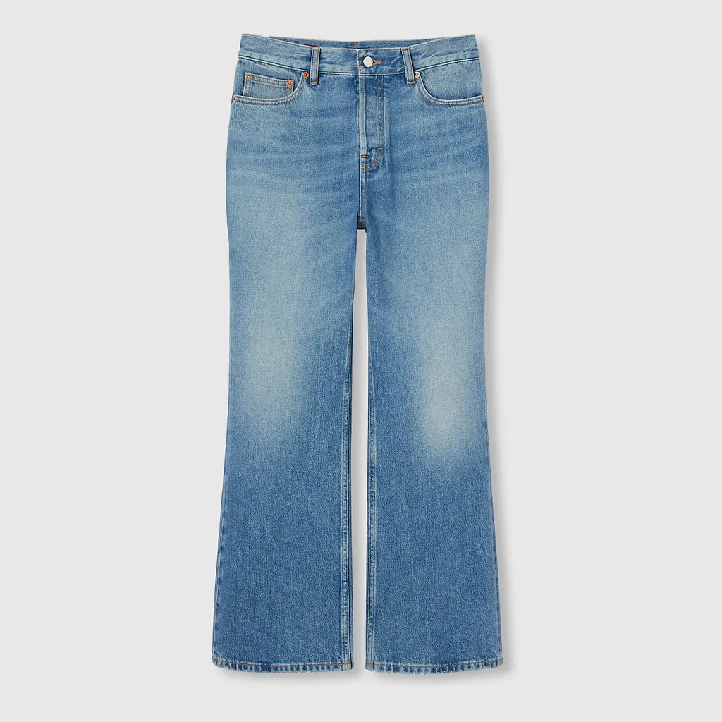 Cropped Flared Denim Trousers