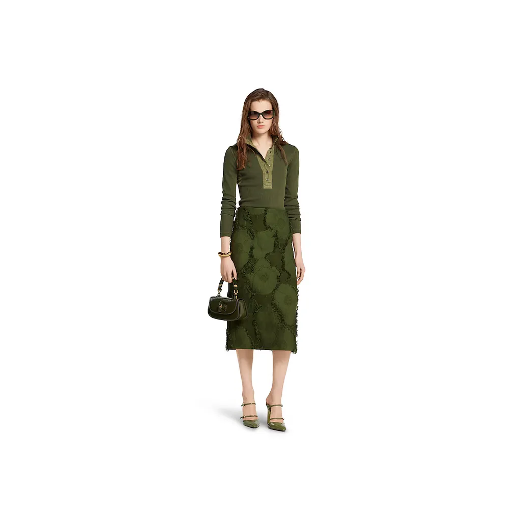 Cotton Wool Blend Mid-Length Skirt