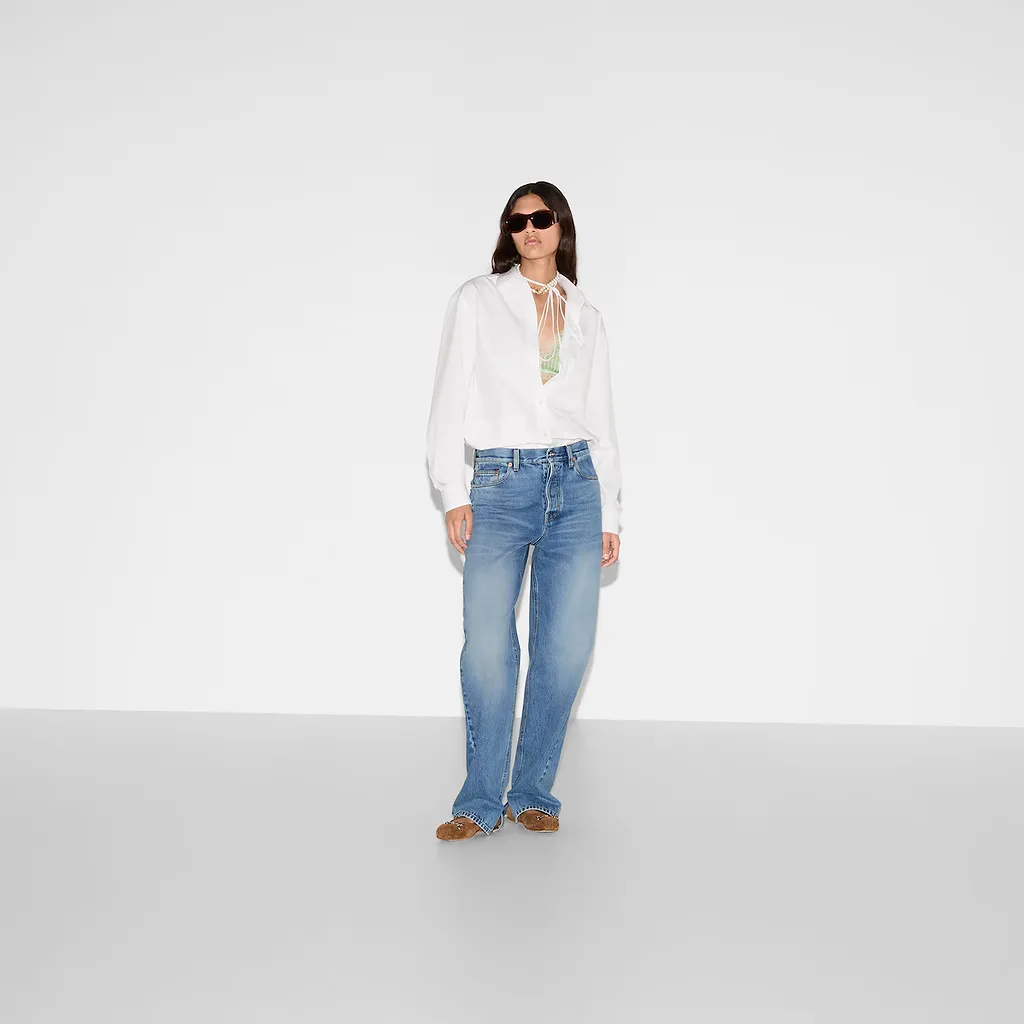 Denim Pant With Gucci Label