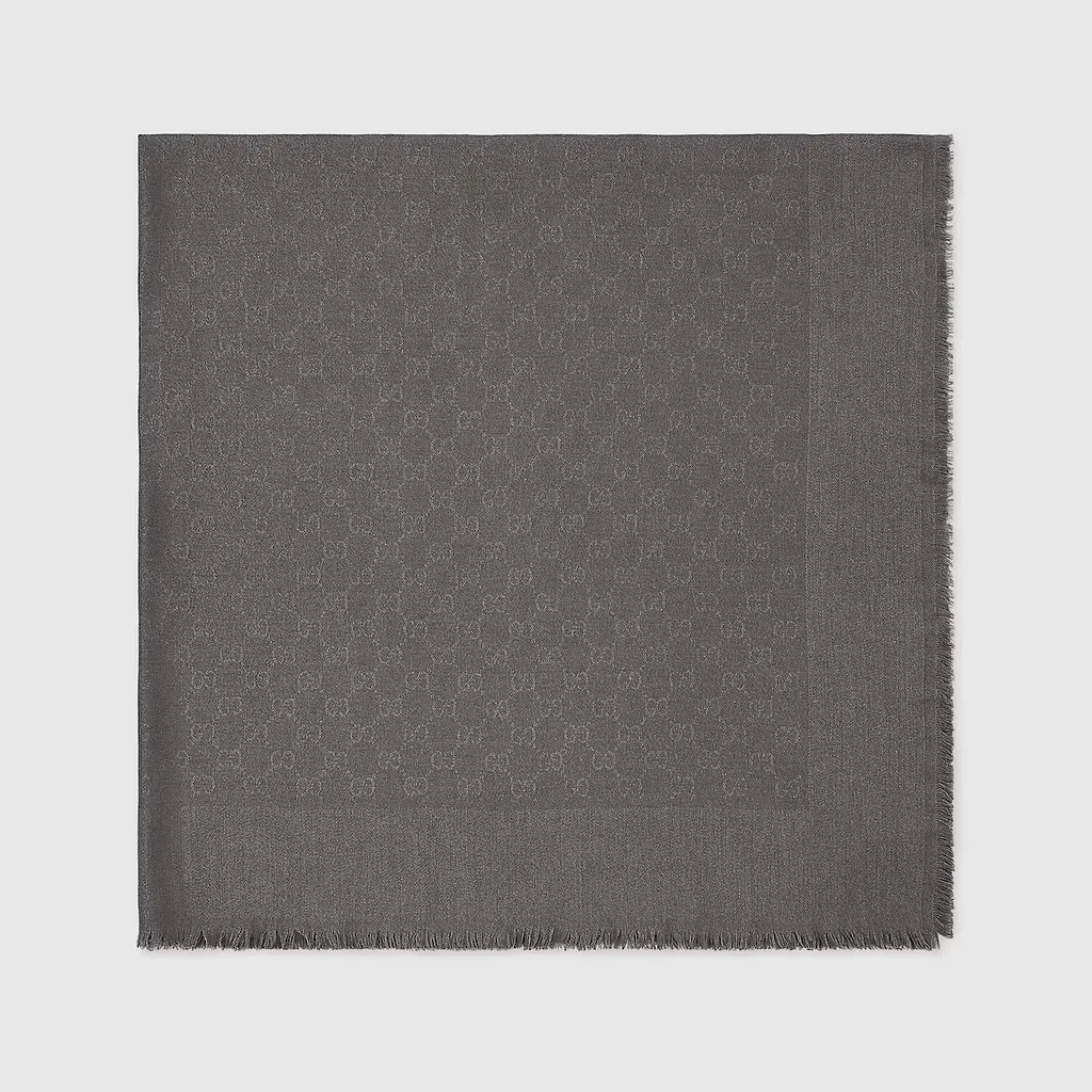 Gg Wool And Silk Jacquard Shawl