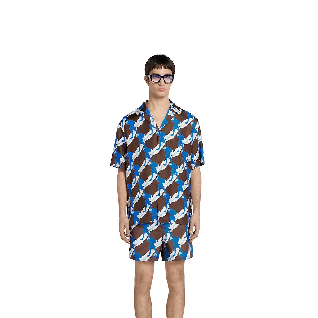 Printed Silk Bowling Shirt