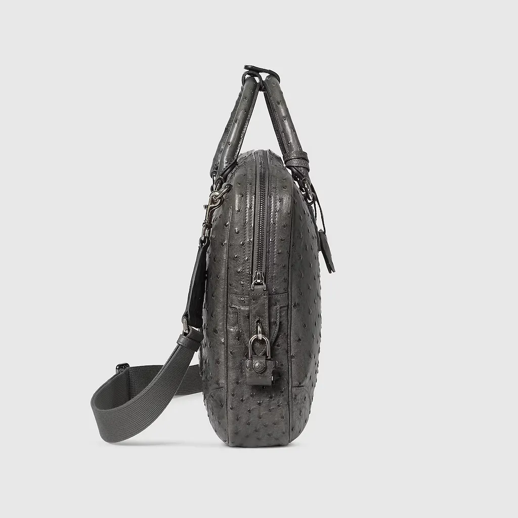 Ostrich Briefcase With Double G