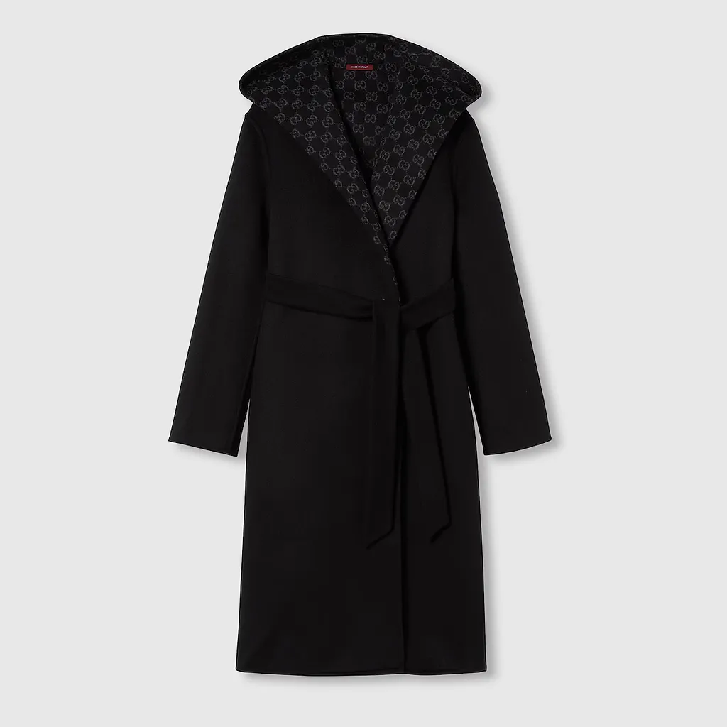 Reversible Gg Silk Wool Blend Coat