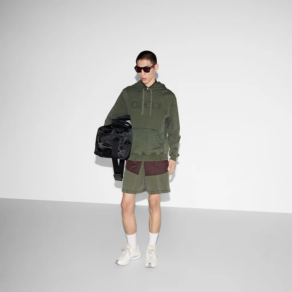 Embroidered Cotton Jersey Hooded Sweatshirt