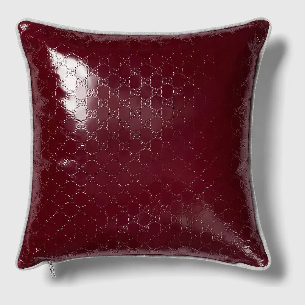 Embossed Jersey And Leather Cushion