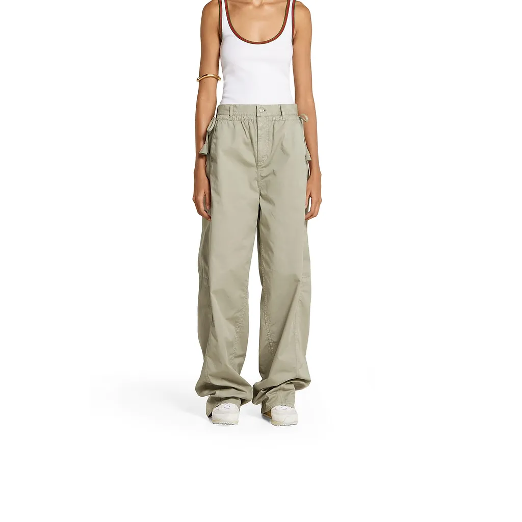 Cotton Twill Pants With Tie Sides