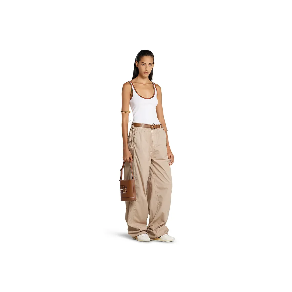 Cotton Twill Pants With Tie Sides