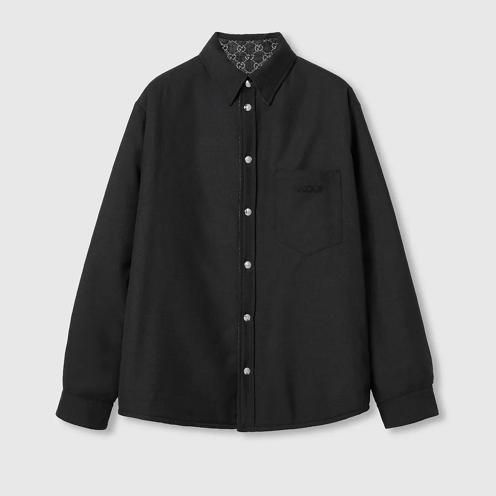 Reversible Wool And Gg Denim Shirt