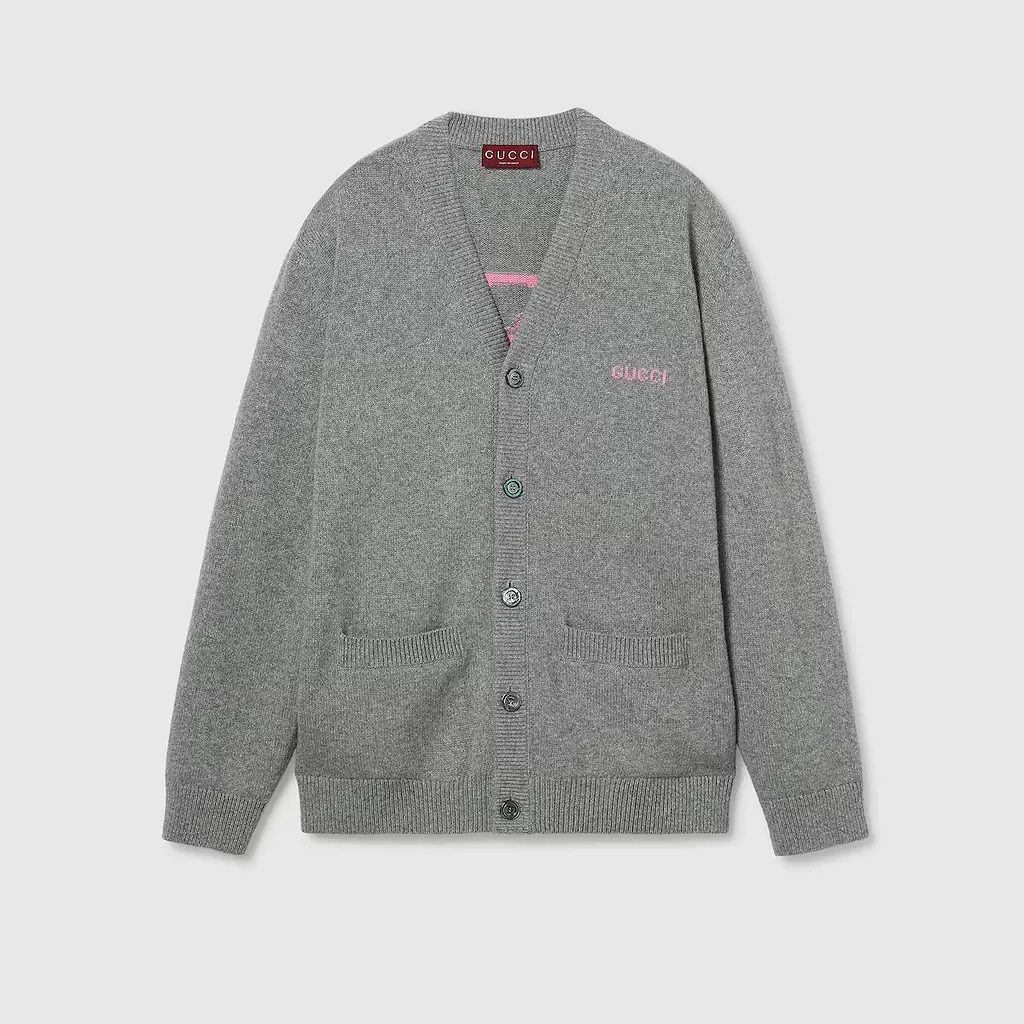 Wool Cashmere Cardigan With Intarsia