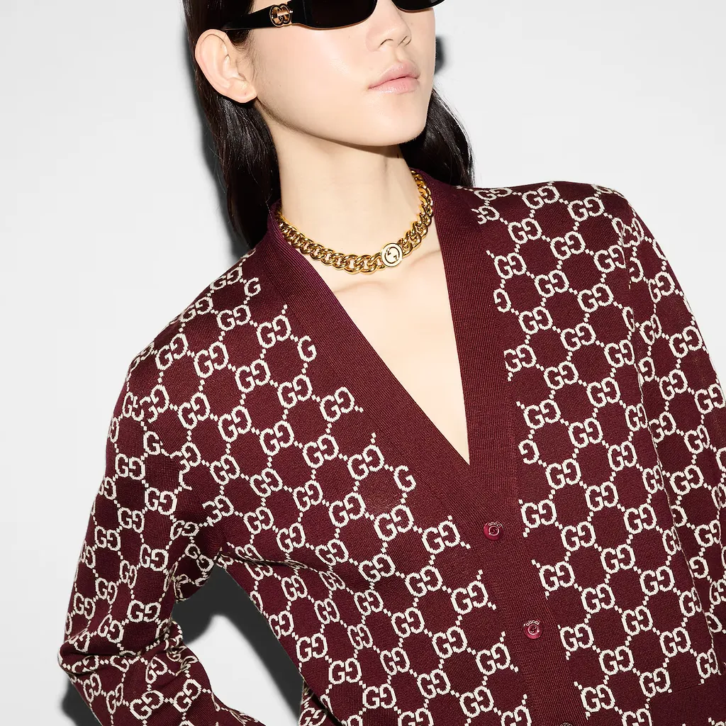 Reversible Gg Wool Jacquard Cardigan