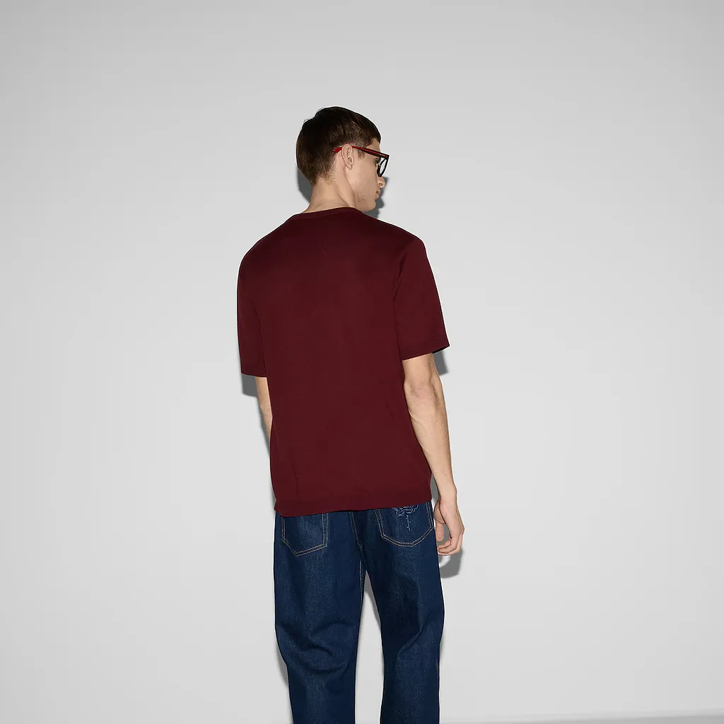 Silk Cotton T-Shirt With Gucci Intarsia