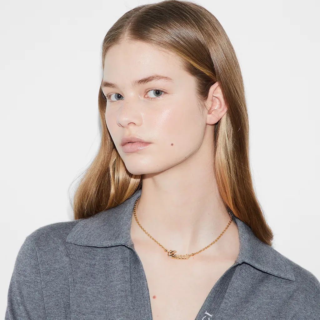 Chain Necklace With Gucci Script