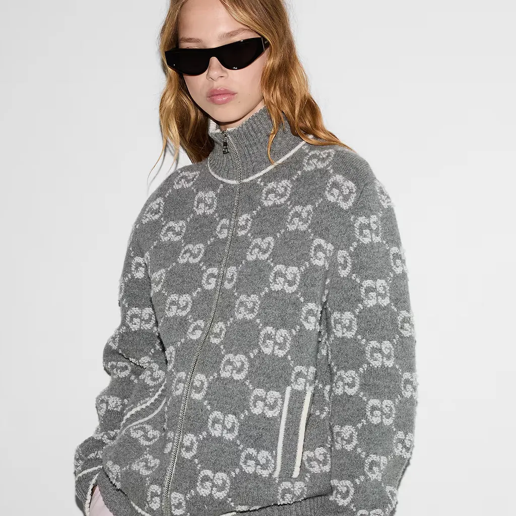 Gg Bouclé Stitch Jacquard Cardigan