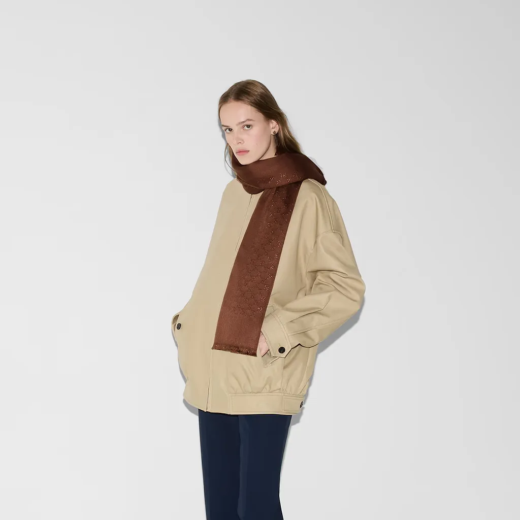 Gg Jacquard Wool Silk Lamé Shawl