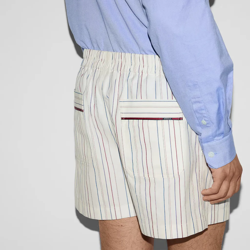 Striped Cotton Poplin Shorts
