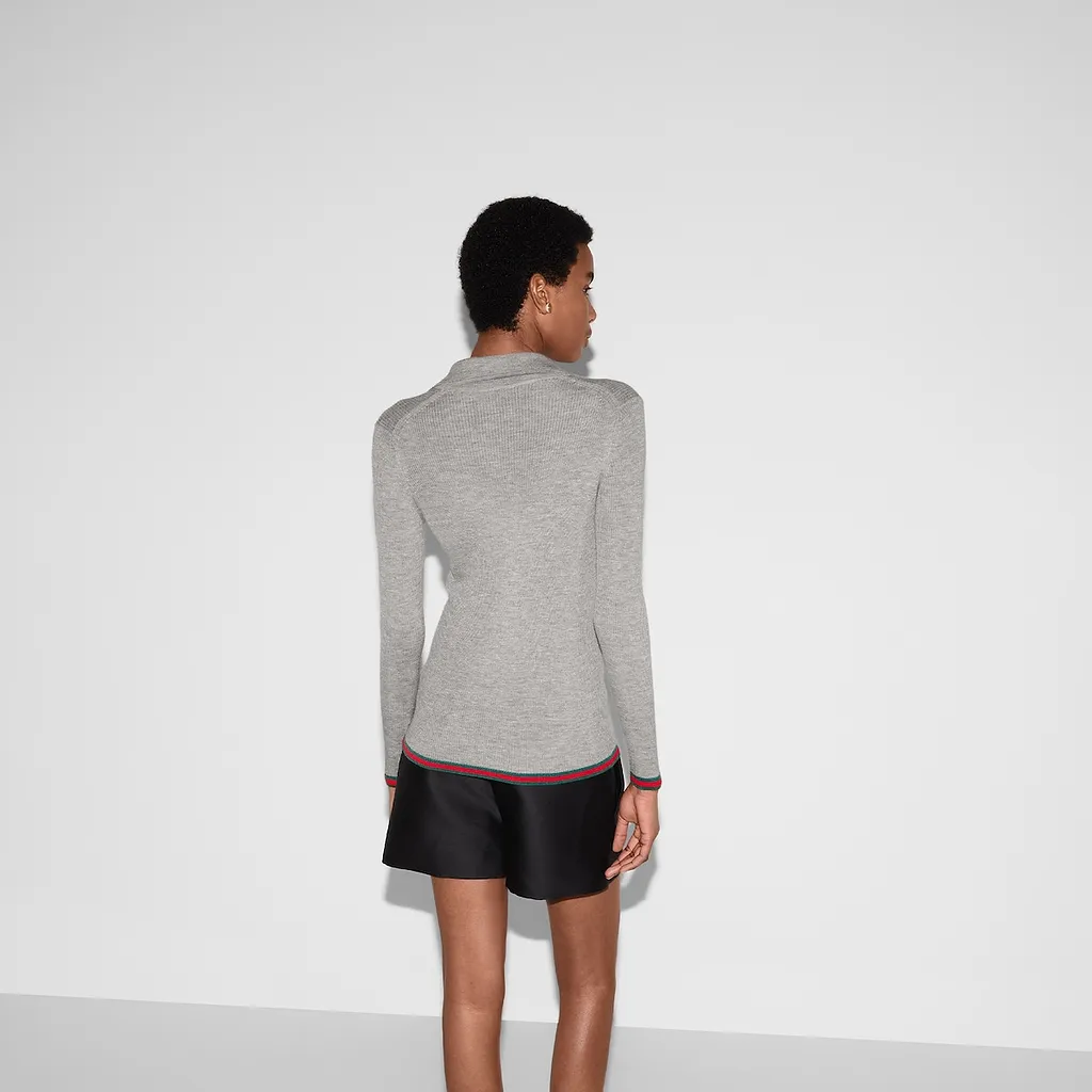Cashmere And Silk Polo Top With Web
