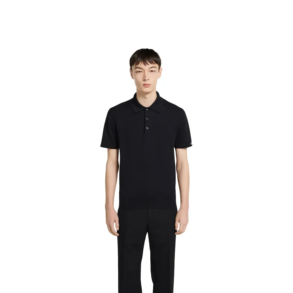Silk Cotton Knit Polo Shirt