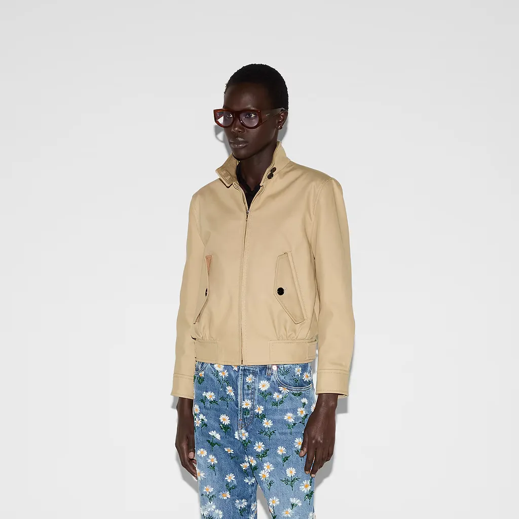 Embossed Cotton Drill Bomber Jacket