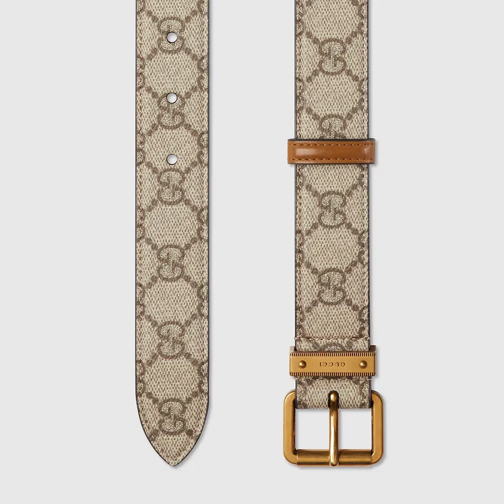 Gg Emblem Belt With Square Buckle