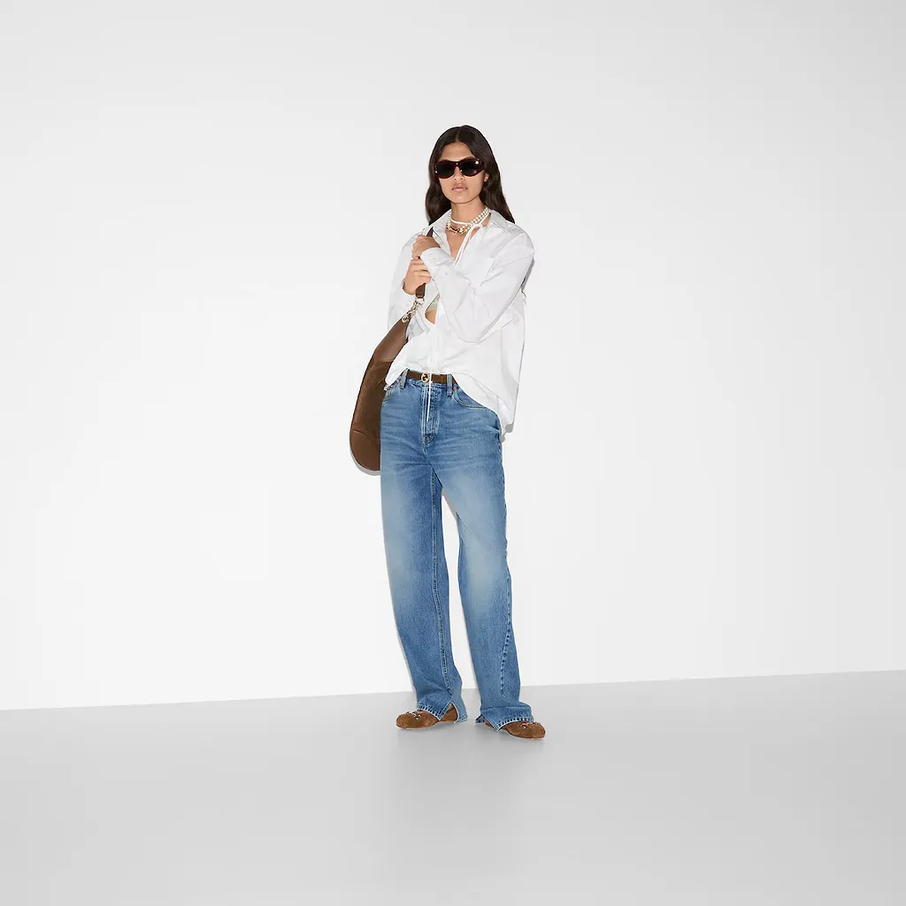 Denim Pant With Gucci Label