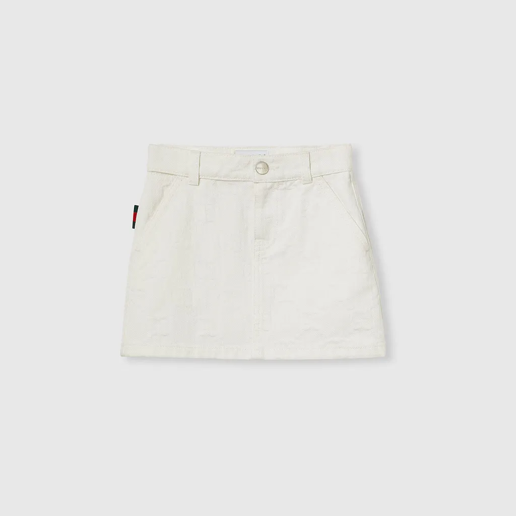 Children's Gg Denim Skirt With Web