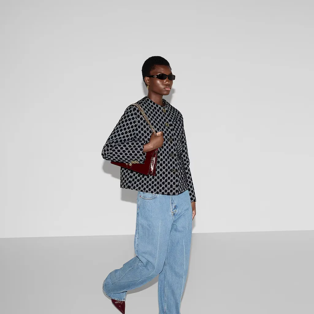 Bouclé Wool Jacket With Gg Shadow