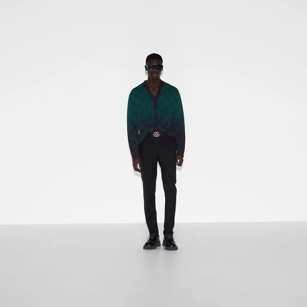 Gg Degradé Wool Jacquard Cardigan