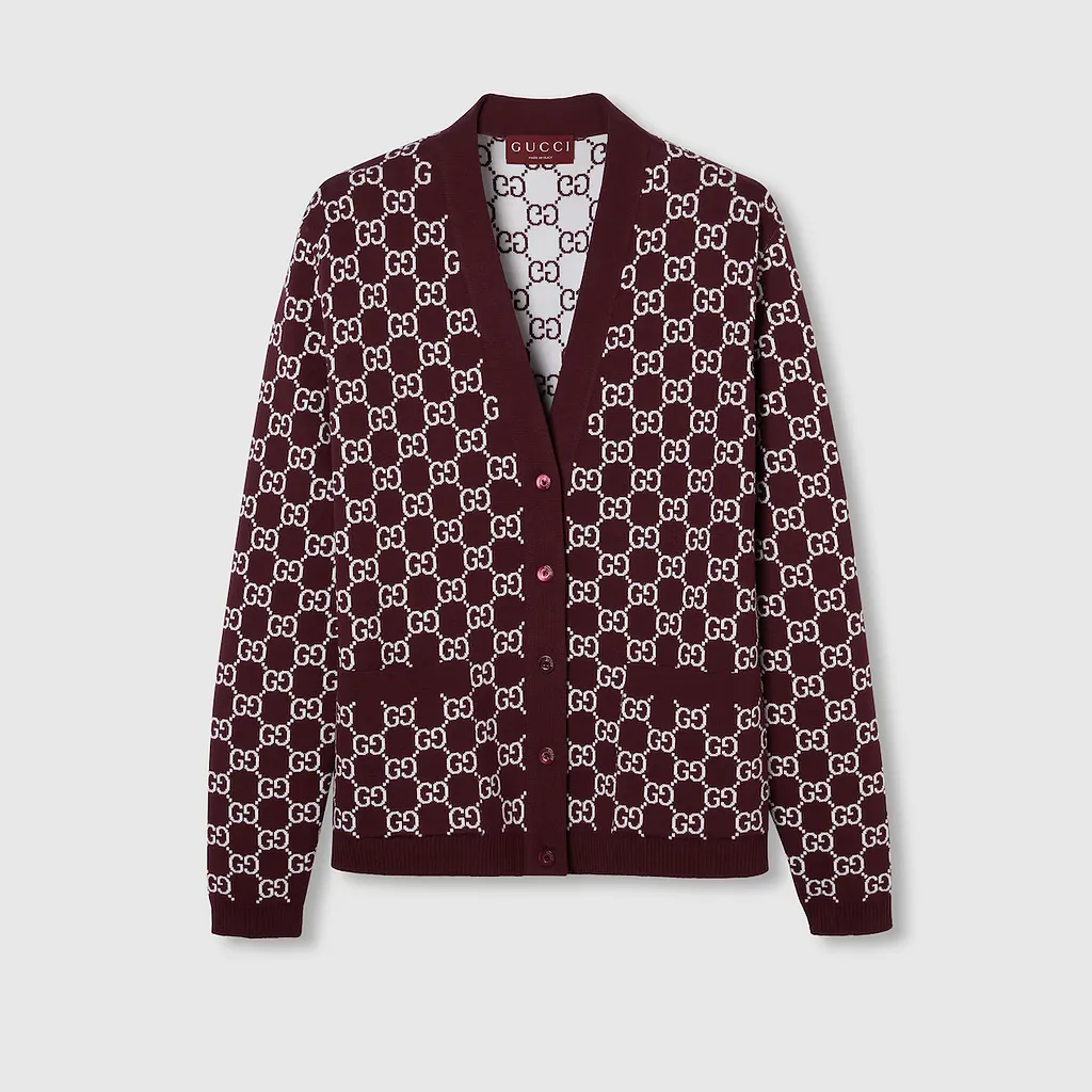 Reversible Gg Wool Jacquard Cardigan