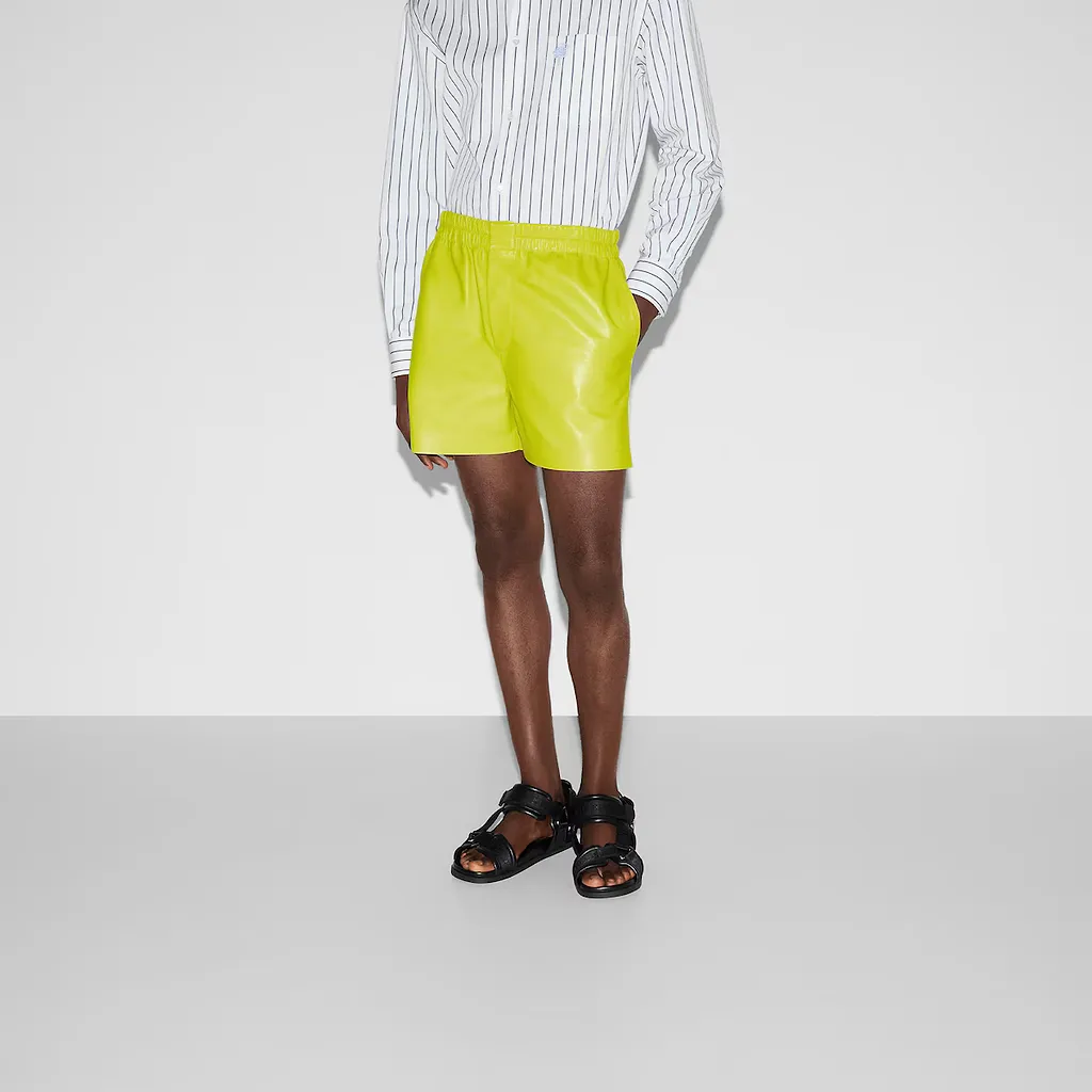 Embossed Leather And Knit Shorts