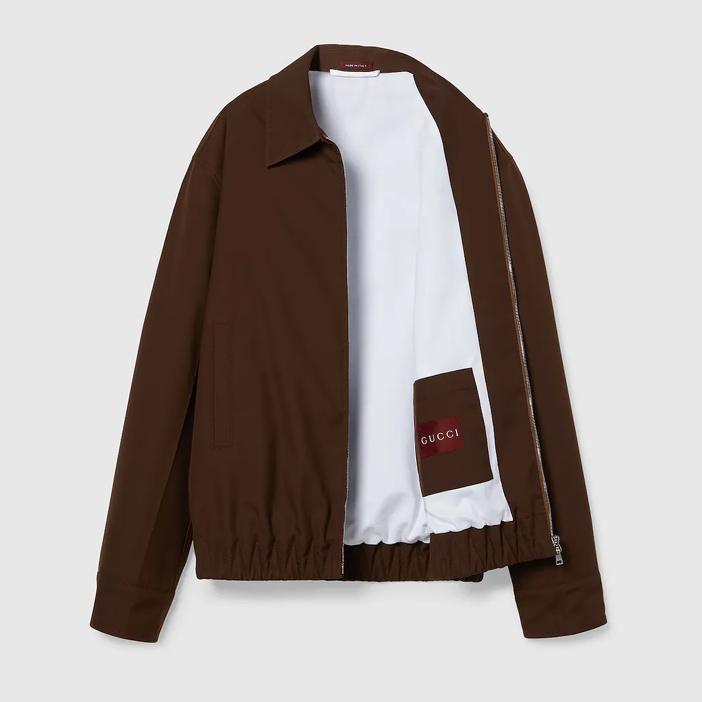 Embossed Wool Twill Zip Jacket
