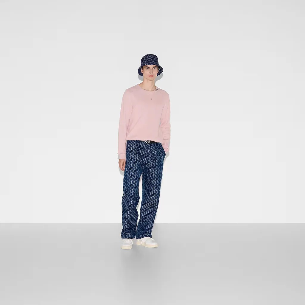 Silk Cotton Jumper With Intarsia
